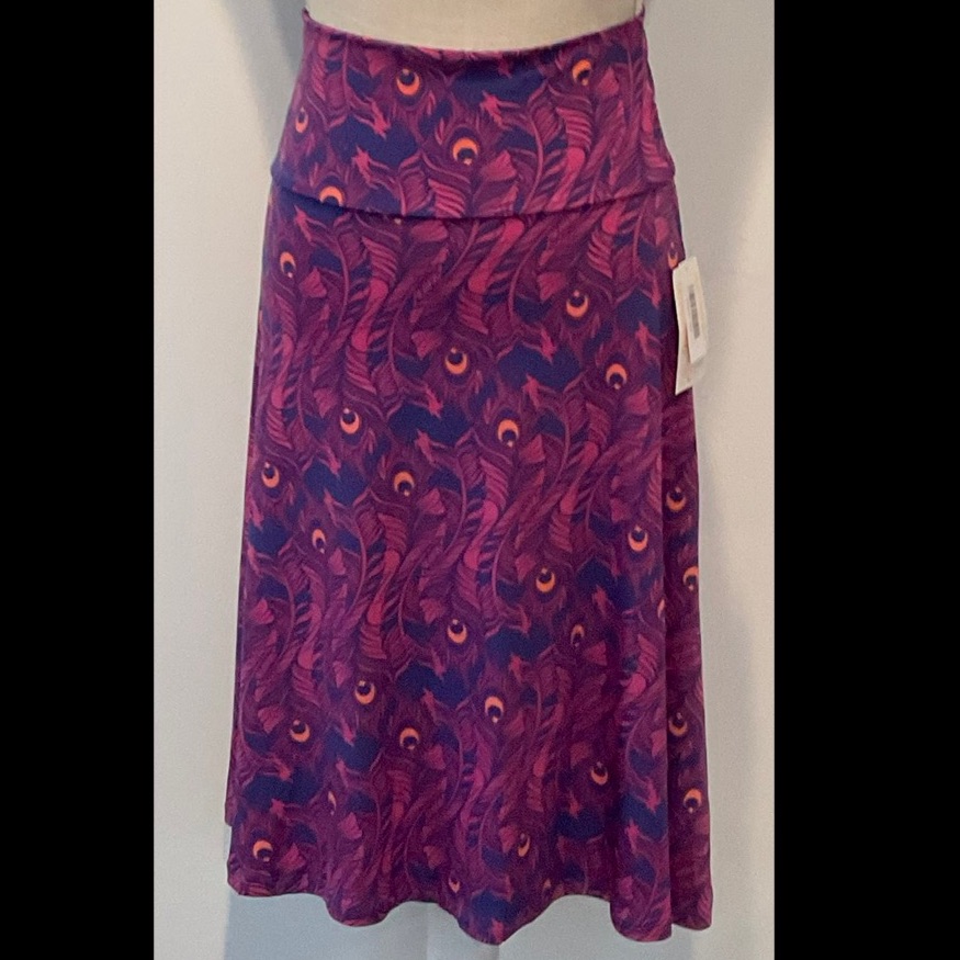 Lularoe Pink Peacock Azure Flare Skirt  Nwt